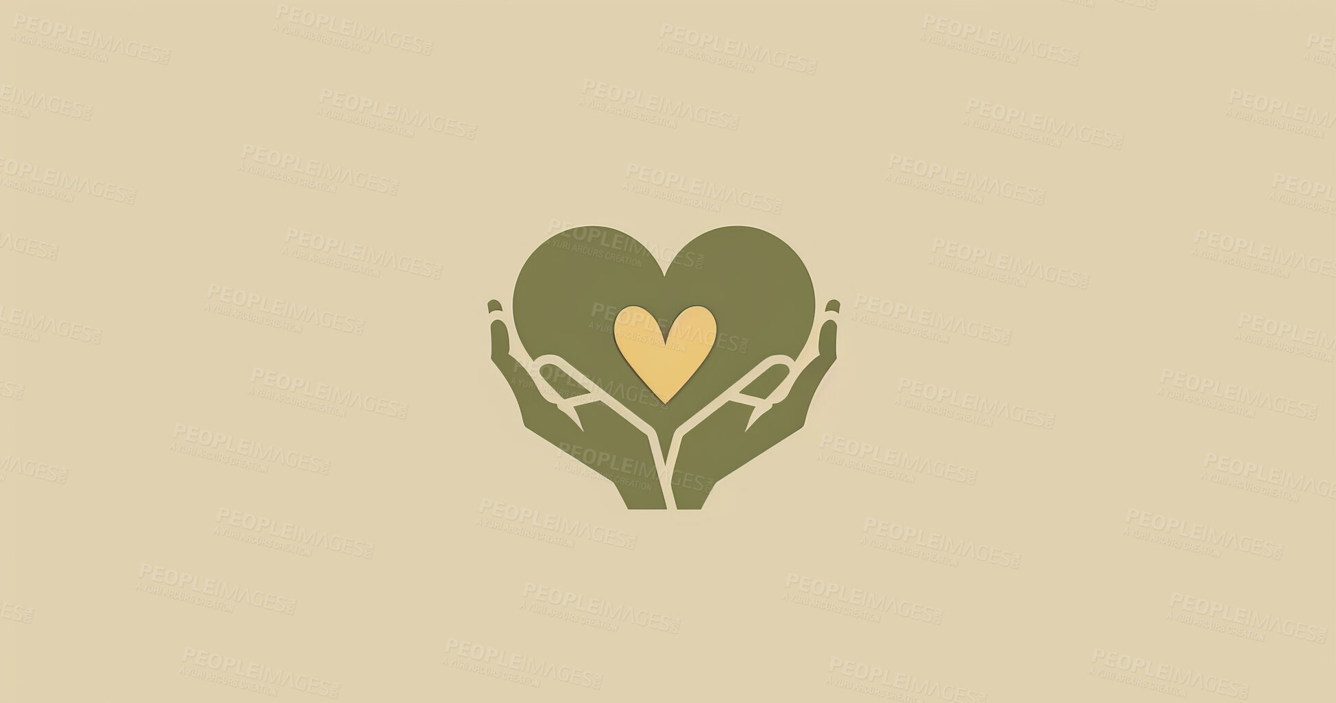 Buy stock photo Charity, artwork and illustration of colourful hand holding a heart for support, relief and donations. Closeup, mockup and awareness poster or banner for background, wallpaper and digital design