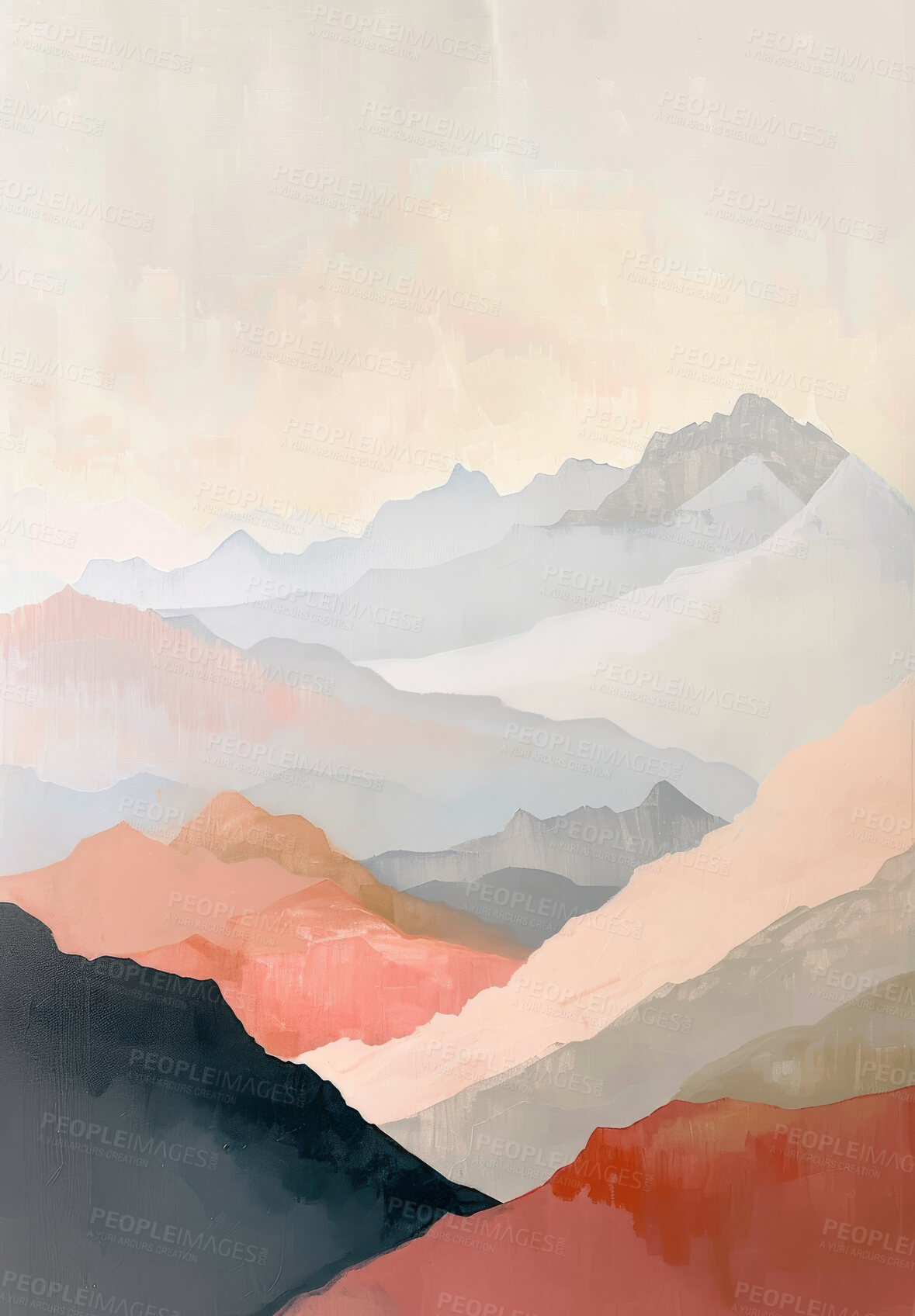 Buy stock photo Background, wallpaper or abstract design on canvas for wall frame, backdrop or print. Colourful, creative art and beautiful texture painting for interior artwork, copyspace and creativity inspiration