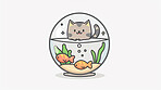 Adorable cat, fish and illustration for sweetness. Cute depictions of cats and fish, adding charm and warmth to décor. Enhance spaces with sweet illustrations.