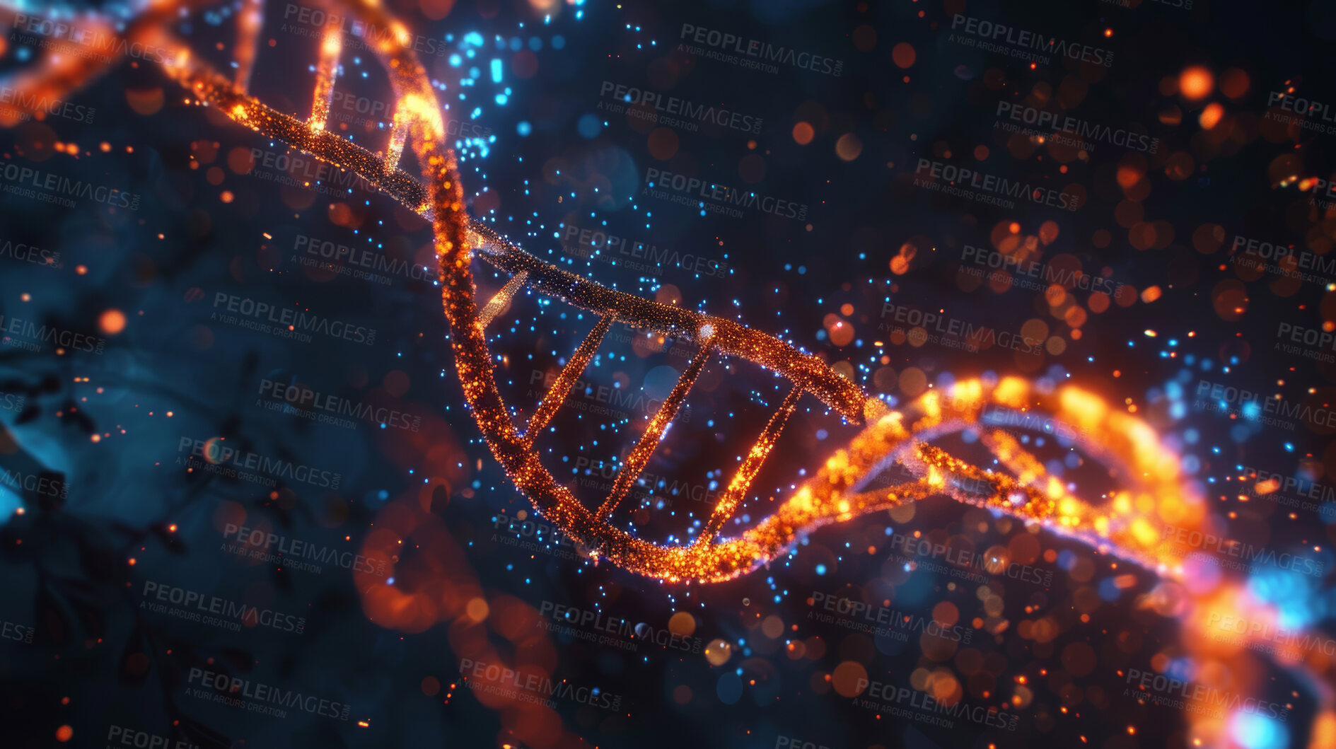 Buy stock photo Genetic, DNA and experimental research. Studying genetic traits and DNA sequences through experiments. Dive into genetics and DNA in experimental studies.