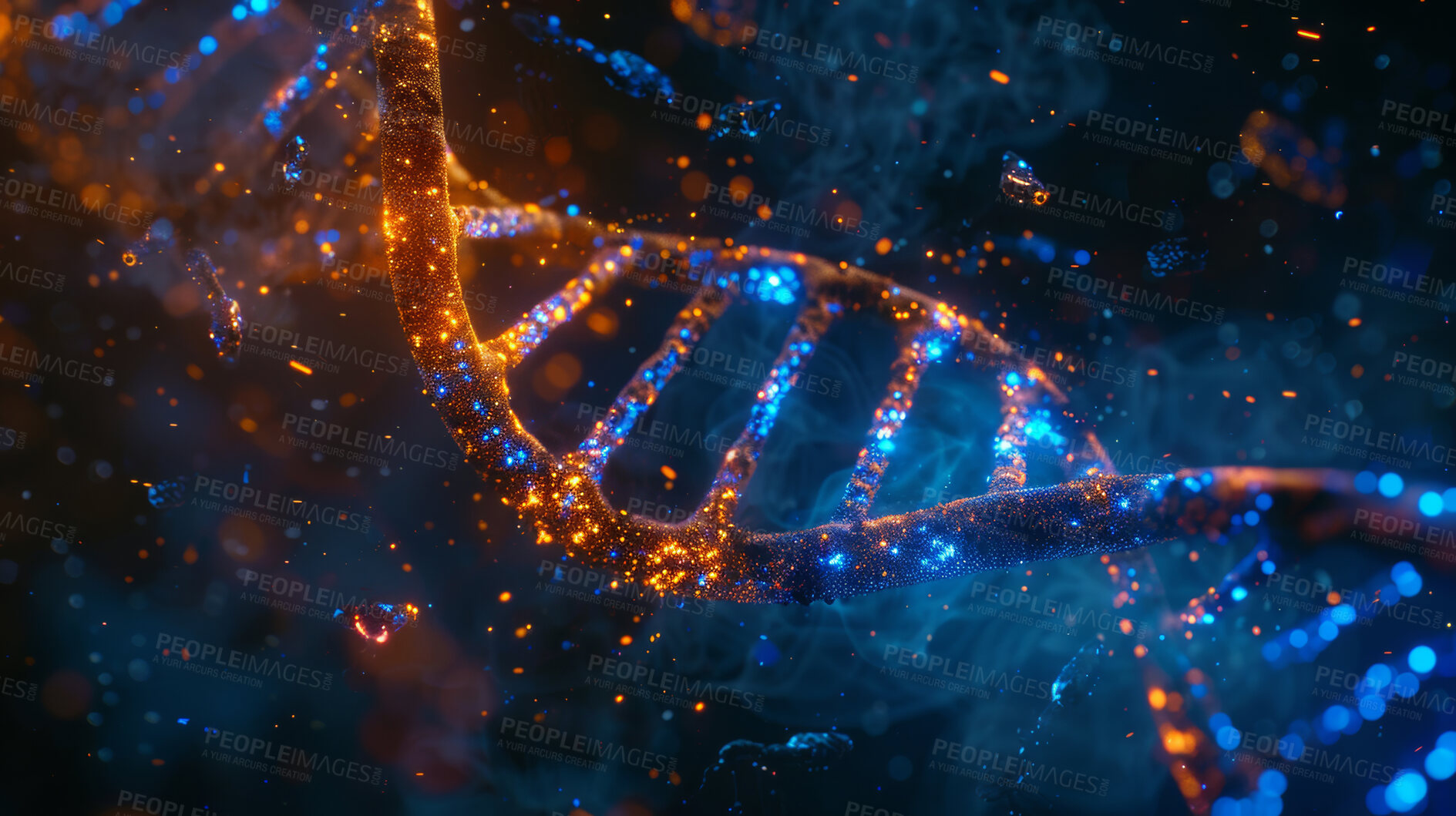 Buy stock photo Genetic, DNA and experimental research. Studying genetic traits and DNA sequences through experiments. Dive into genetics and DNA in experimental studies.