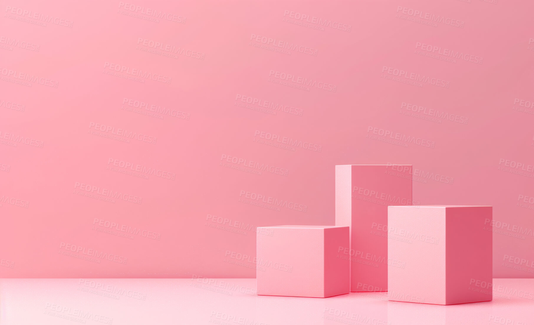 Buy stock photo Podium, studio or stage design template for your beauty product placement, advertising or marketing backdrop. Empty, modern and beautiful platform for business branding, background or showroom mockup