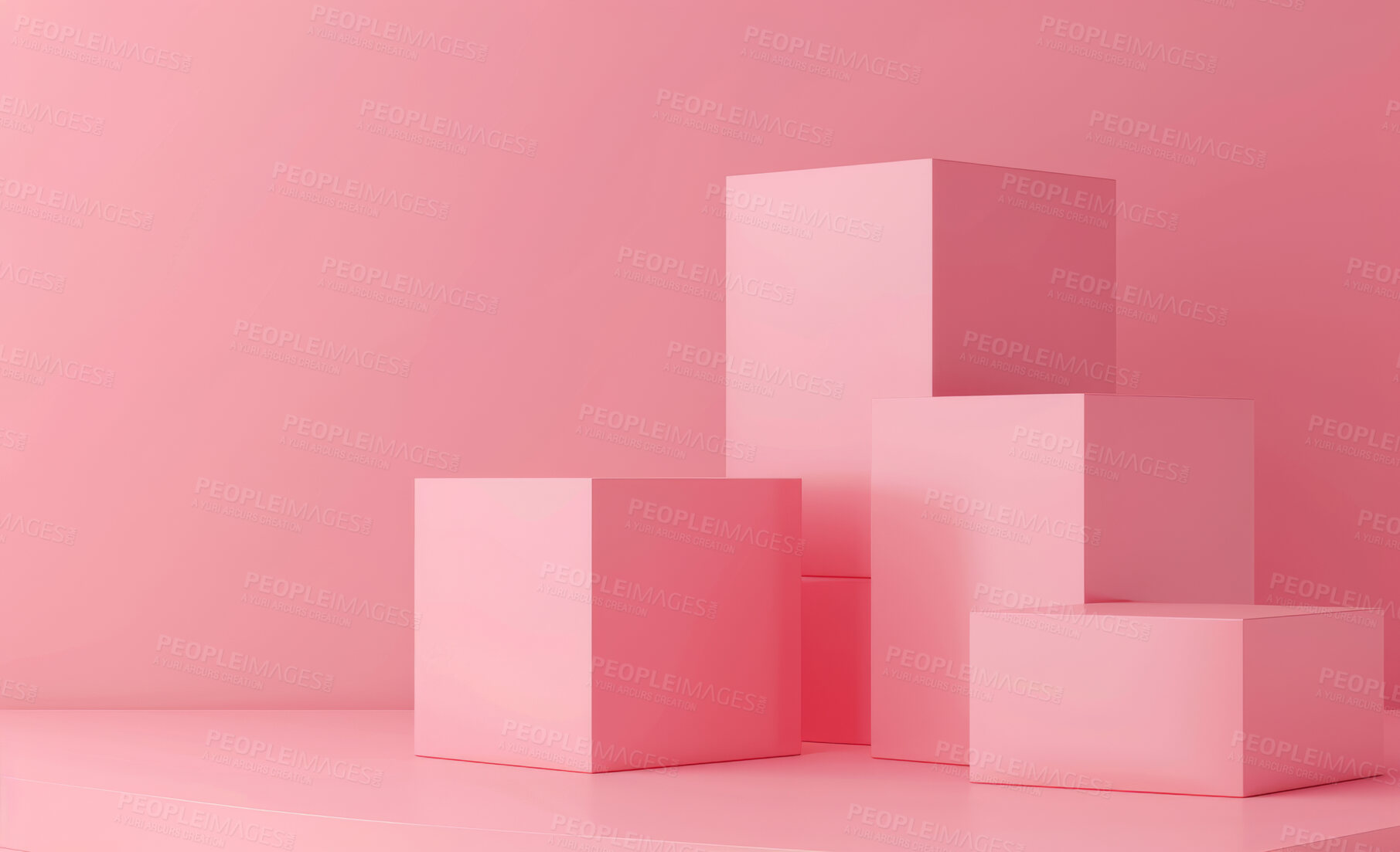 Buy stock photo Podium, studio or stage design template for your beauty product placement, advertising or marketing backdrop. Empty, modern and beautiful platform for business branding, background or showroom mockup