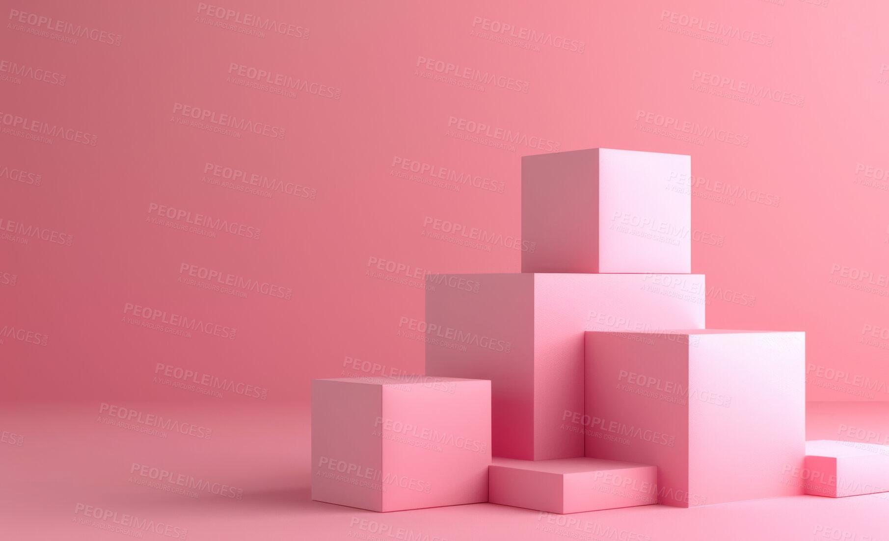 Buy stock photo Podium, studio or stage design template for your beauty product placement, advertising or marketing backdrop. Empty, modern and beautiful platform for business branding, background or showroom mockup