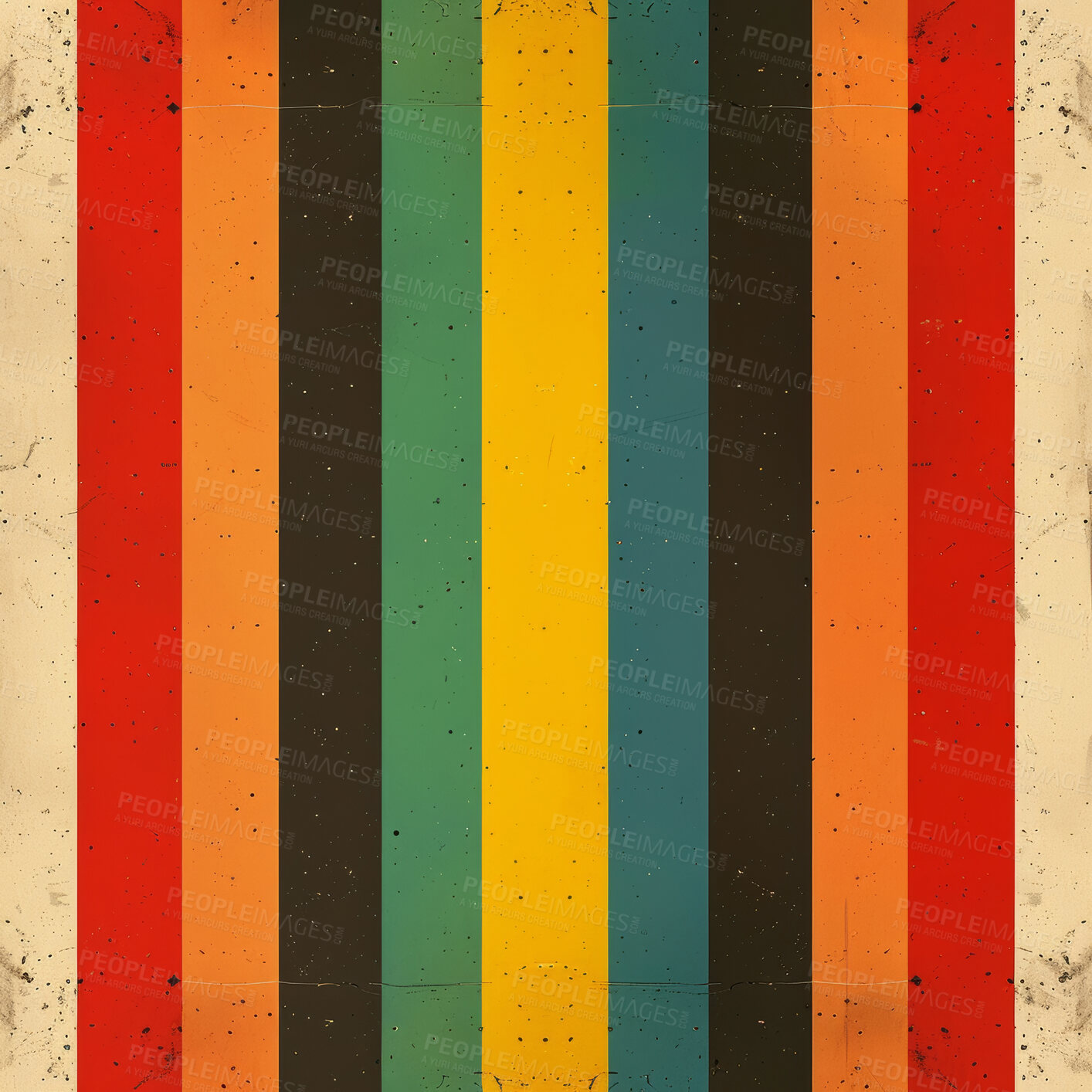 Buy stock photo Retro stripes, graphic and illustration for vintage poster or design. Background, artwork and banner with colour and grunge effects. Wallpaper, mockup and backdrop for creativity and trendy pop culture.