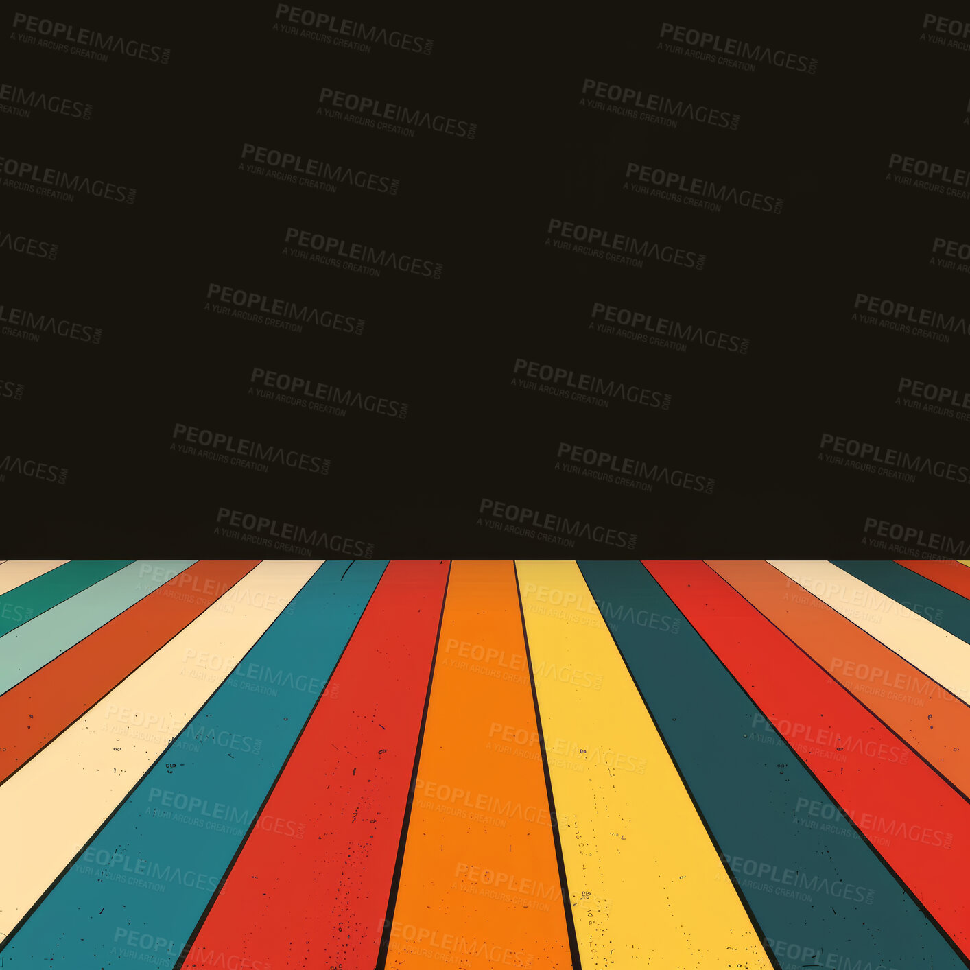 Buy stock photo Retro lines, graphic and illustration for vintage poster or design. Background, artwork and banner with colour and grunge effects. Wallpaper, mockup and backdrop for creativity and trendy pop culture.