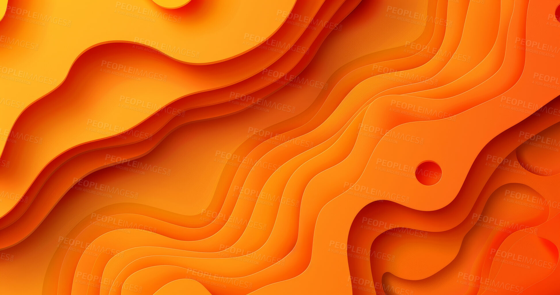 Buy stock photo Abstract, paper and creative design in the style of curves for backdrop, wallpaper or graphic poster advertising with copyspace. Orange, layers and craft template for background, banner or mockup