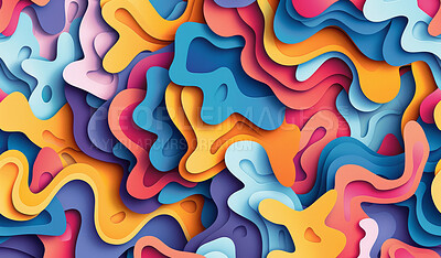 Abstract, paper and creative design in the style of curves for backdrop, wallpaper or graphic poster advertising with copyspace. Rainbow, layers and craft template for background, banner or mockup