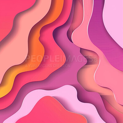 Abstract, paper and creative design in the style of curves for backdrop, wallpaper or graphic poster advertising with copyspace. Pink, layers and craft template for background, banner or mockup
