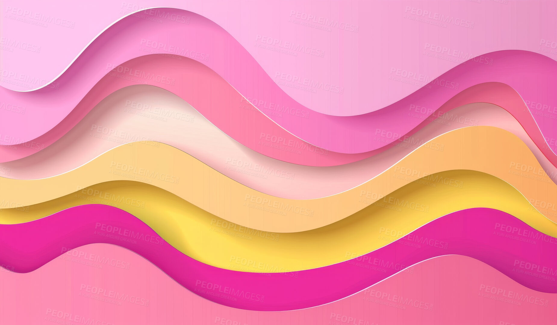 Buy stock photo Abstract, paper and creative design in the style of curves for backdrop, wallpaper or graphic poster advertising with copyspace. Pink, layers and craft template for background, banner or mockup