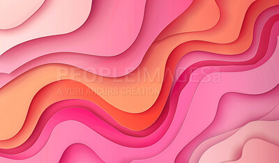 Abstract, paper and creative design in the style of curves for backdrop, wallpaper or graphic poster advertising with copyspace. Pink, layers and craft template for background, banner or mockup