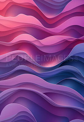 Abstract, paper and creative design in the style of curves for backdrop, wallpaper or graphic poster advertising with copyspace. Purple, layers and craft template for background, banner or mockup