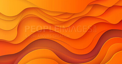 Abstract, paper and creative design in the style of curves for backdrop, wallpaper or graphic poster advertising with copyspace. Orange, layers and craft template for background, banner or mockup