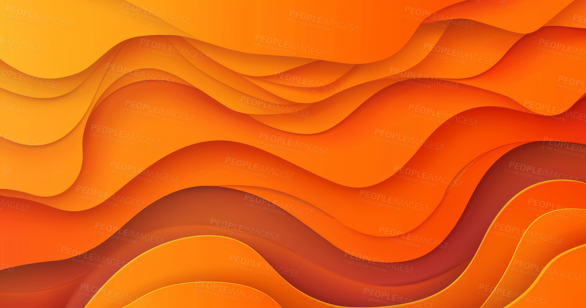 Buy stock photo Abstract, paper and creative design in the style of curves for backdrop, wallpaper or graphic poster advertising with copyspace. Orange, layers and craft template for background, banner or mockup