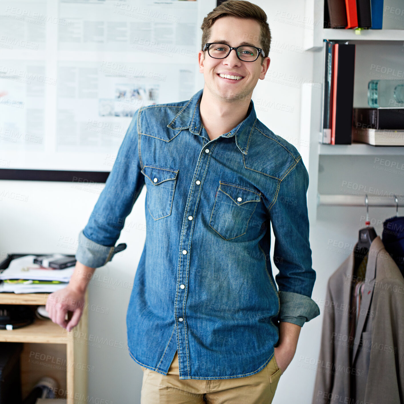 Buy stock photo Portrait of a young male designer standing in the office