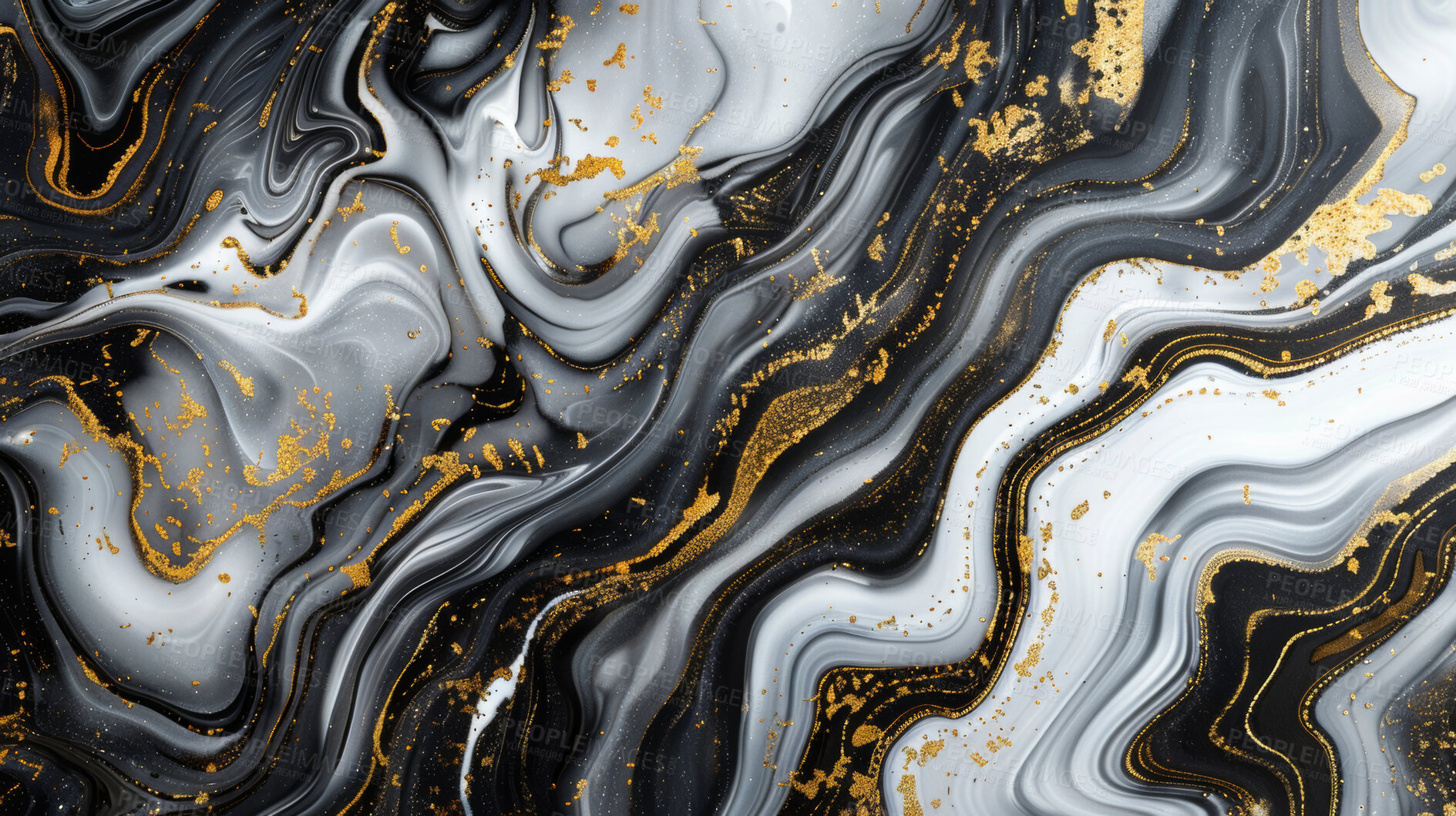 Buy stock photo Galaxy, art and paint wave with marble glitter as splash wallpaper with creativity gradient, surface or fluid. Liquid, texture and ripple flow with cosmic pattern or abstract, background or design