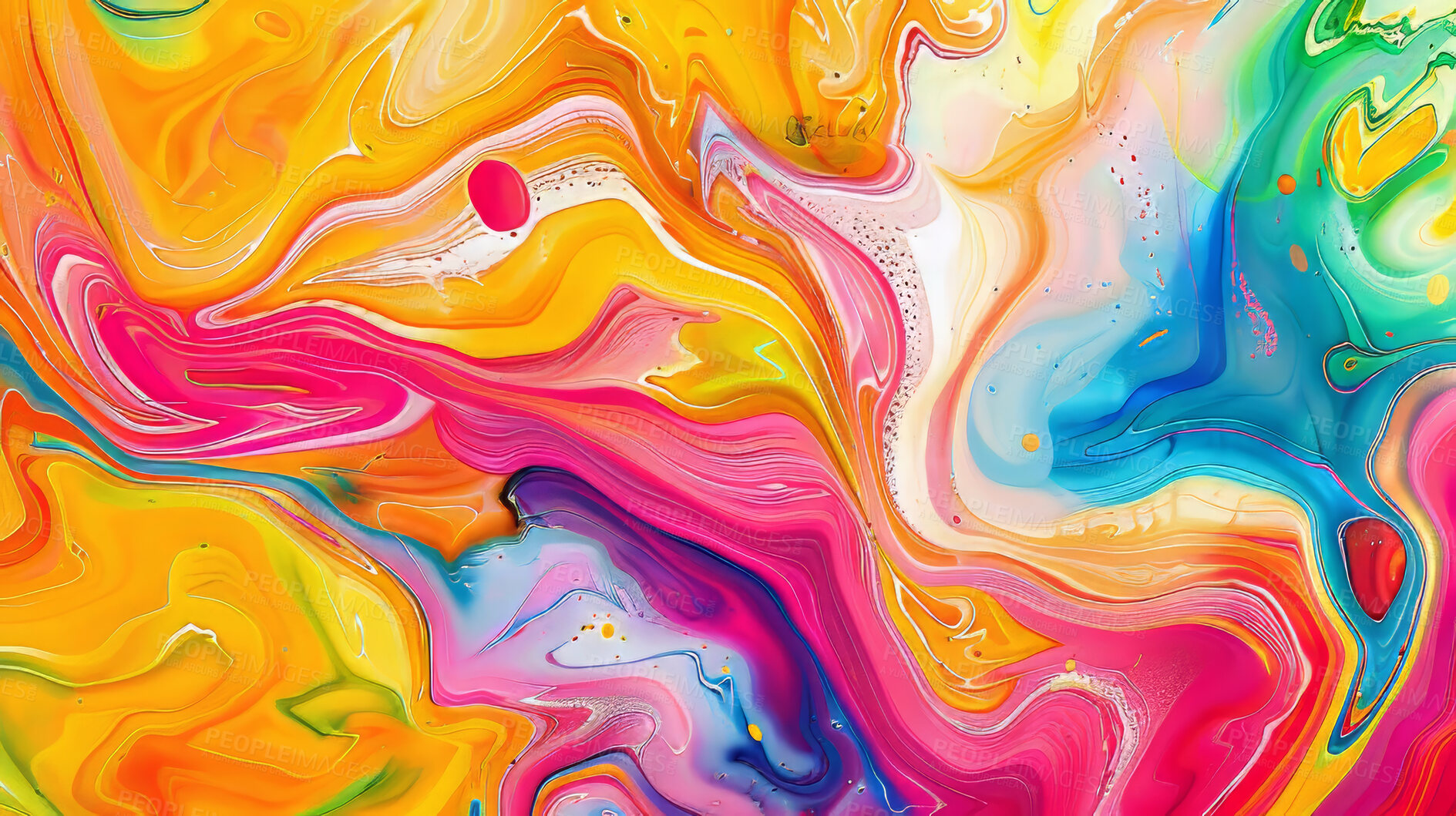 Buy stock photo Oil, painting and liquid texture with space on canvas for art, creative or swirl effect and style. Acrylic, pattern and wallpaper for colourful background and dynamic or fluid artwork expression