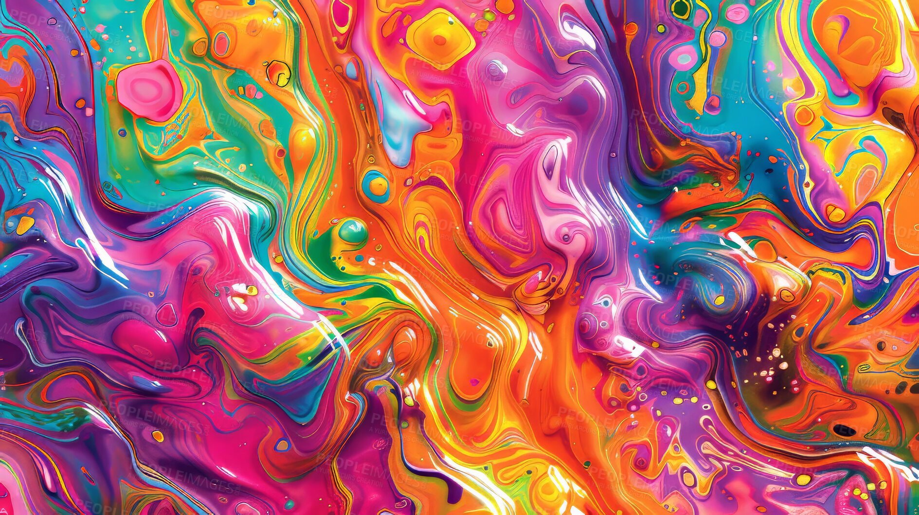 Buy stock photo Art, oil painting and swirl texture with space on canvas for magic, creative or liquid effect and style. Bubble, pattern and wallpaper for acrylic or colourful backdrop and dynamic or fluid artwork