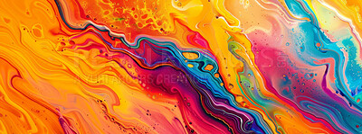 Oil, painting and swirl splatter with space on canvas for art, creative or liquid effect and style. Pattern, texture and wallpaper for acrylic or colourful backdrop and dynamic or fluid artwork
