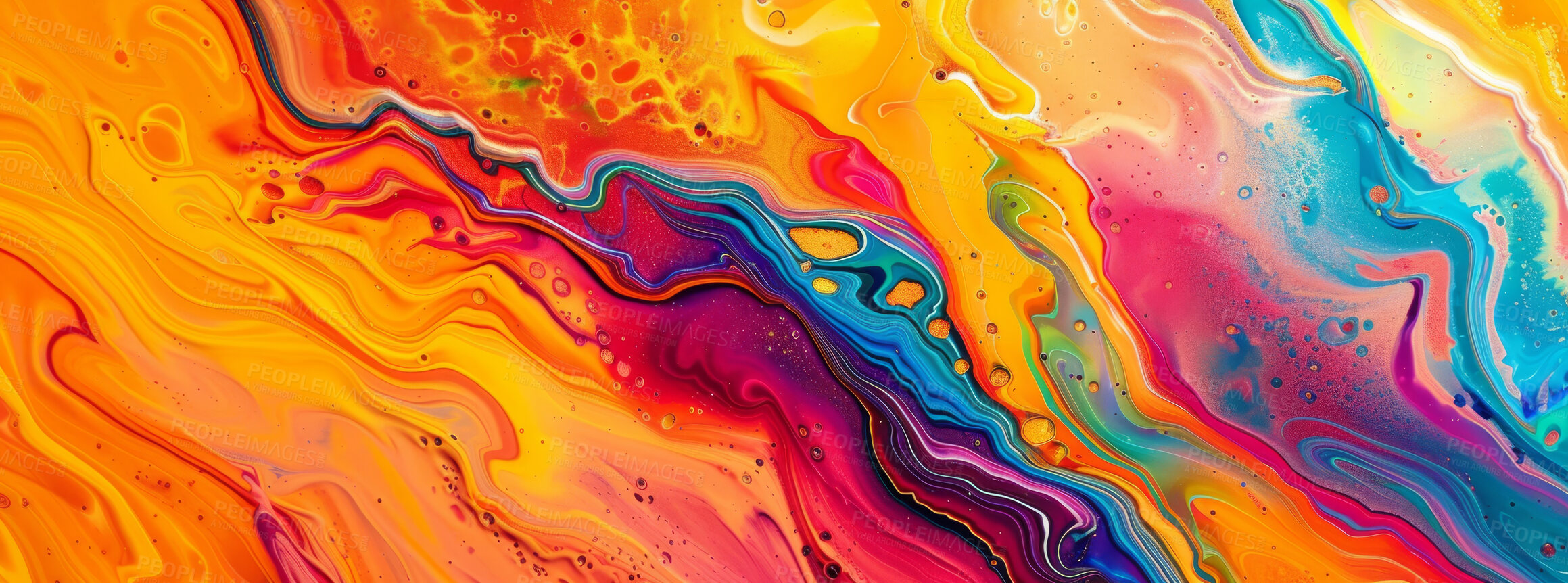 Buy stock photo Oil, painting and swirl splatter with space on canvas for art, creative or liquid effect and style. Pattern, texture and wallpaper for acrylic or colourful backdrop and dynamic or fluid artwork