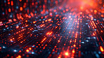 3d, abstract or art of bokeh, grid or futuristic, space or tunnel as cybersecurity wallpaper cpu. Red, dots or lights as stars, energy or stream of particle, data storage as creative gaming aesthetic