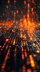 Background, abstract and particle or futuristic light as wallpaper for digital, connection or binary code. Bokeh, sparkle and electricity current for programming with computing, server or network