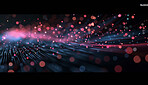 Background, abstract and internet stream with light or fiber optic cables with bokeh, wallpaper or electricity. Signal, connectivity and software data with wire patterns, technology or cyberspace