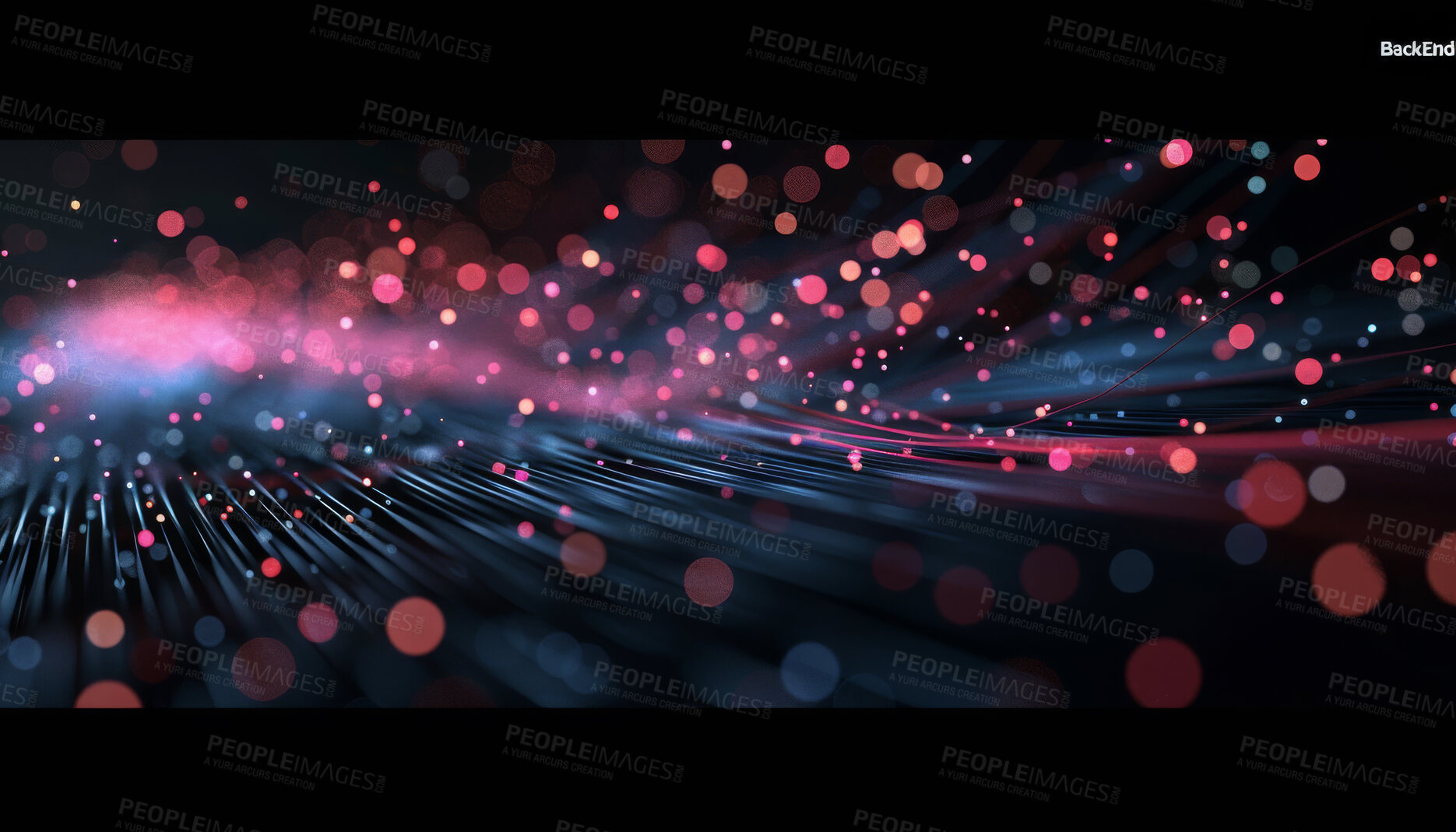 Buy stock photo Background, abstract and internet stream with light or fiber optic cables with bokeh, wallpaper or electricity. Signal, connectivity and software data with wire patterns, technology or cyberspace