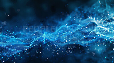 Buy stock photo Blue sound waves, digital and futuristic technology with  visualization of software for big data, transfer and effects. Internet, cloud computing and application for process in waveform or pattern