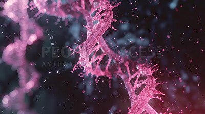 Buy stock photo Helix, molecule and dna or rna with for biology development or activating genectic code with research for gene therapy. Protein synthesis, epigenetics and mutations with disorders or chromosomes.