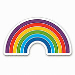 Rainbow, icon and sticker with white background, vinyl or digital art for LGBTQ color. Decoration, clipart and emoji, pride illustration or graphic for creativity and artistic template with abstract