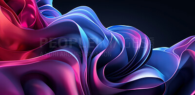 Neon, 3d and abstract backdrop with wave texture for wallpaper, computer and virtual system. Color, graphic and digital background with pattern for web design, creative and illustration or tech