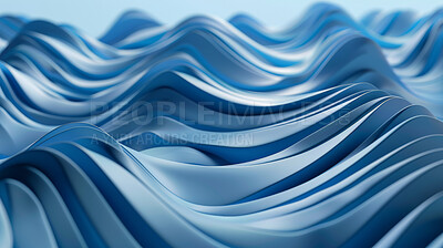 Blue, waves and pattern with texture of 3D graphic, abstract painting or ripple design for art, wallpaper or background. Curve light and wavy lines of cartoon ocean, water or aqua flow with vaporwave