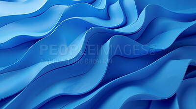 3d textile, abstract and blue background for wallpaper, texture or illustration art of fabric. Pattern, waves and design for gradient of motion, flow or graphic of color on creative backdrop closeup
