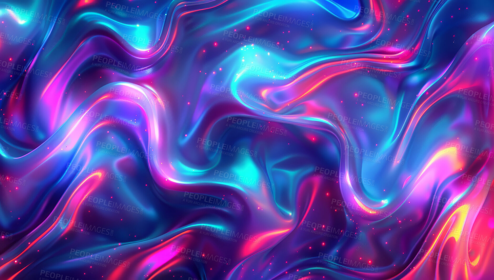 Buy stock photo Abstract, wallpaper and art of 3d waves, glow and illustration isolated on a background. Pattern, flow and liquid with gradient of motion, neon color or iridescent texture of creative graphic closeup