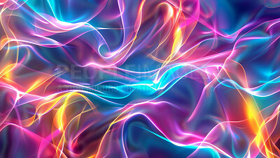 Abstract, wallpaper and art of 3d texture, glow and illustration isolated on a black background. Pattern, flow and iridescent with gradient of motion, neon or color of creative graphic on backdrop
