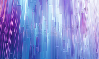 Vector, crystal and lines in 3D gradient, geometric shape and rectangle vortex with abstract glass for wallpaper. Purple, pink hue or illustration of bars, futuristic neon and creative or digital