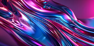 Abstract, wallpaper and pattern with 3d waves, art or illustration isolated on background. Texture, flow and design with gradient of motion, iridescent or graphic of neon liquid on backdrop closeup