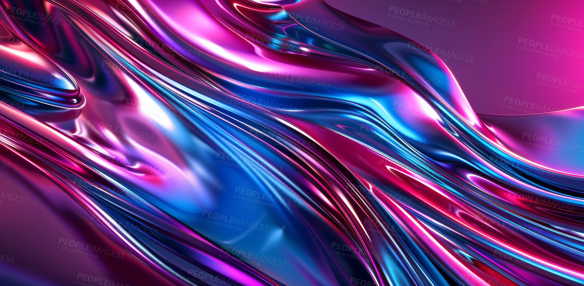 Buy stock photo Abstract, wallpaper and pattern with 3d waves, art or illustration isolated on  background. Texture, flow and design with gradient of motion, iridescent or graphic of neon liquid on backdrop closeup