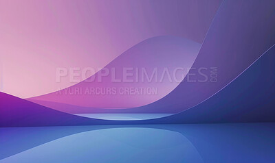 Buy stock photo Wallpaper, color and curvy with shape, graphic and abstract, illustration and virtual, background. Minimal, neon and glow, vibrant and bright, gradient and design, art and pattern and decoration