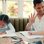 Homework That Involves Family Examples Homework, family and counting help with children, mom and dad in a home ...