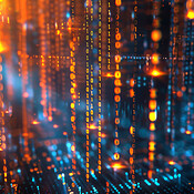 Abstract, bokeh or binary code as wallpaper, dark or holographic ...