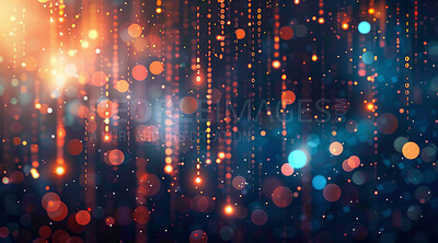 Abstract, bokeh or light curtain as magic, fantasy or glitter of creative, sparkle or wallpaper. Lines, dots or particles as energy, pattern or glow as cosmic, galaxy or science fiction to shine