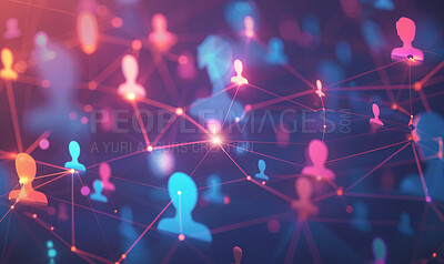 Internet, social network and 3d global group with abstract connection for digital illustration or communication. Community, contact and chat on web with team icon, media or technology for information