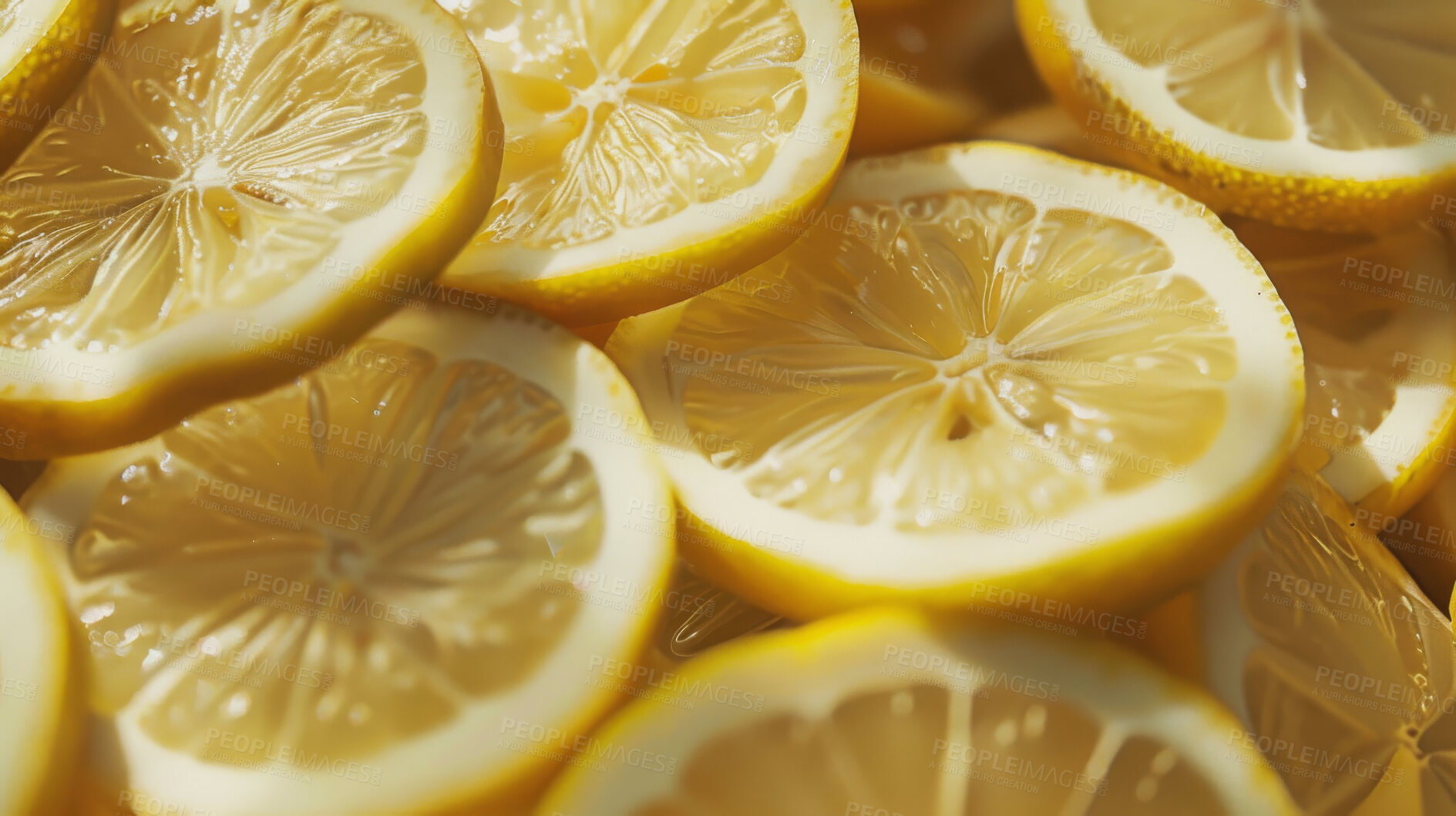 Buy stock photo Lemon, slice and closeup of citrus, fruit for healthy eating and nutrition, wellness and vitamin c. Organic, fresh and juice, ingredient for smoothie or baking with texture, sour and refreshing