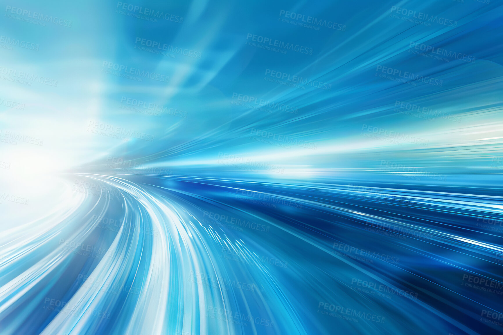 Buy stock photo Abstract, flow or speed of light, energy or data as future, digital or time travel in space graphic. Wallpaper, art or tunnel of flare, lines or glass as fast, scifi or stream of creative information