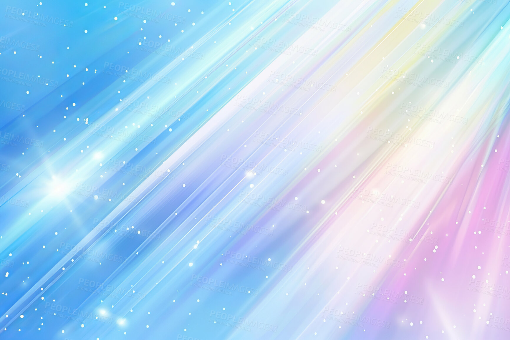 Buy stock photo Abstract, holographic and wallpaper with rainbow refraction, glitter and 3d rays foil. Neon, prism or light from crystal with reflective effect, digital future or creative design and lgptq colour