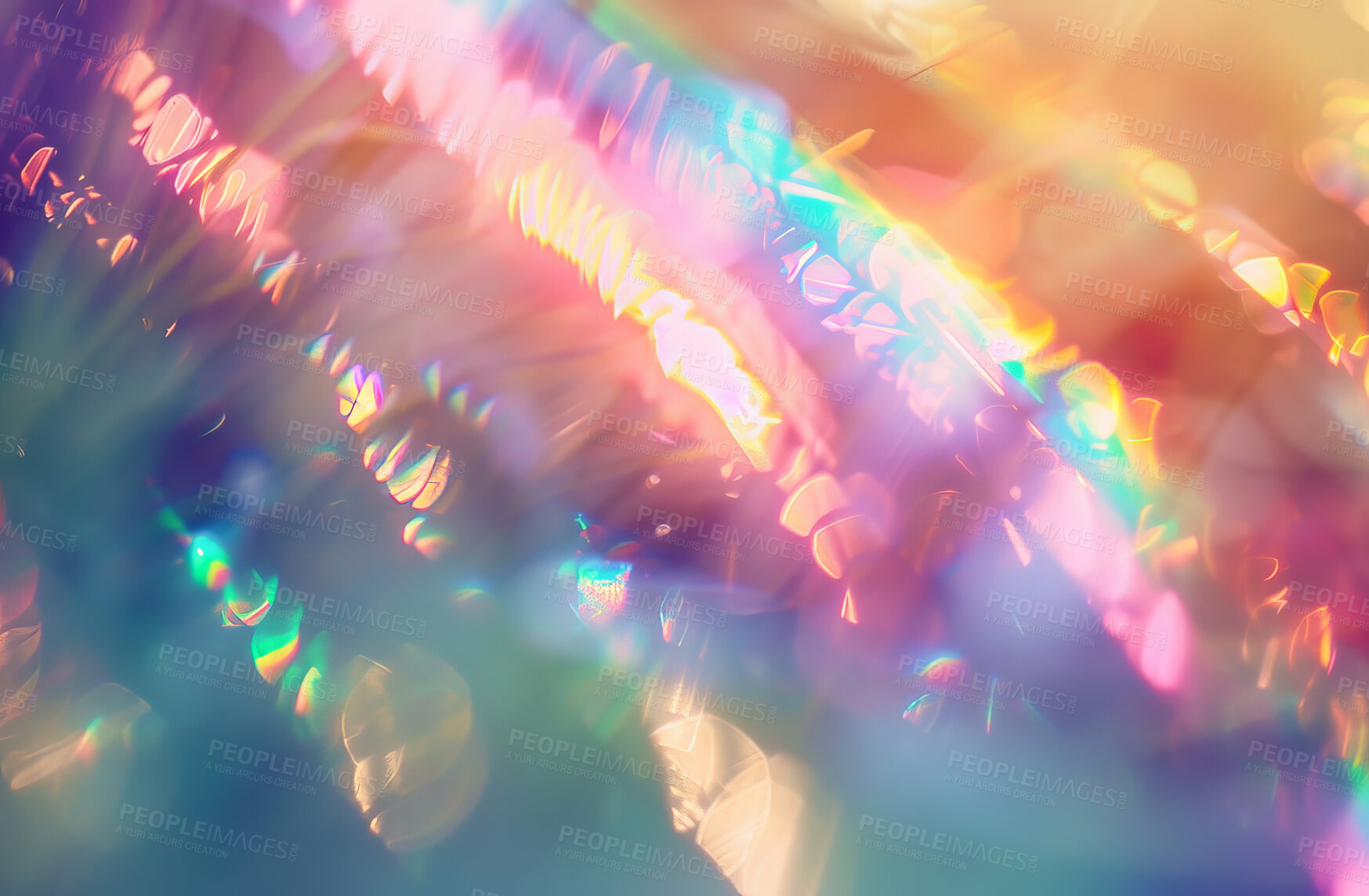 Buy stock photo Rainbow, color and glass with light pattern for reflection with iridescent design for sparkle. Gay, lesbian and coming out for pride month with lgbt in confidence for queer with bisexual for freedom