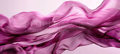 Buy stock photo Abstract, fabric and banner for wind with wave motion, luxury fashion and pink color. Wallpaper background, floating movement and cloth satin for expensive texture, creative design and art concept