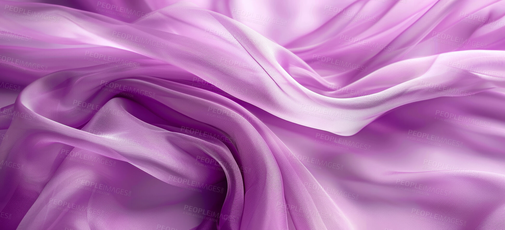 Buy stock photo Abstract, background and wallpaper with purple swirl as art, creative or design pattern for banner. Fabric, texture and wave with watercolor material or textile for flow, fluid or liquid backdrop